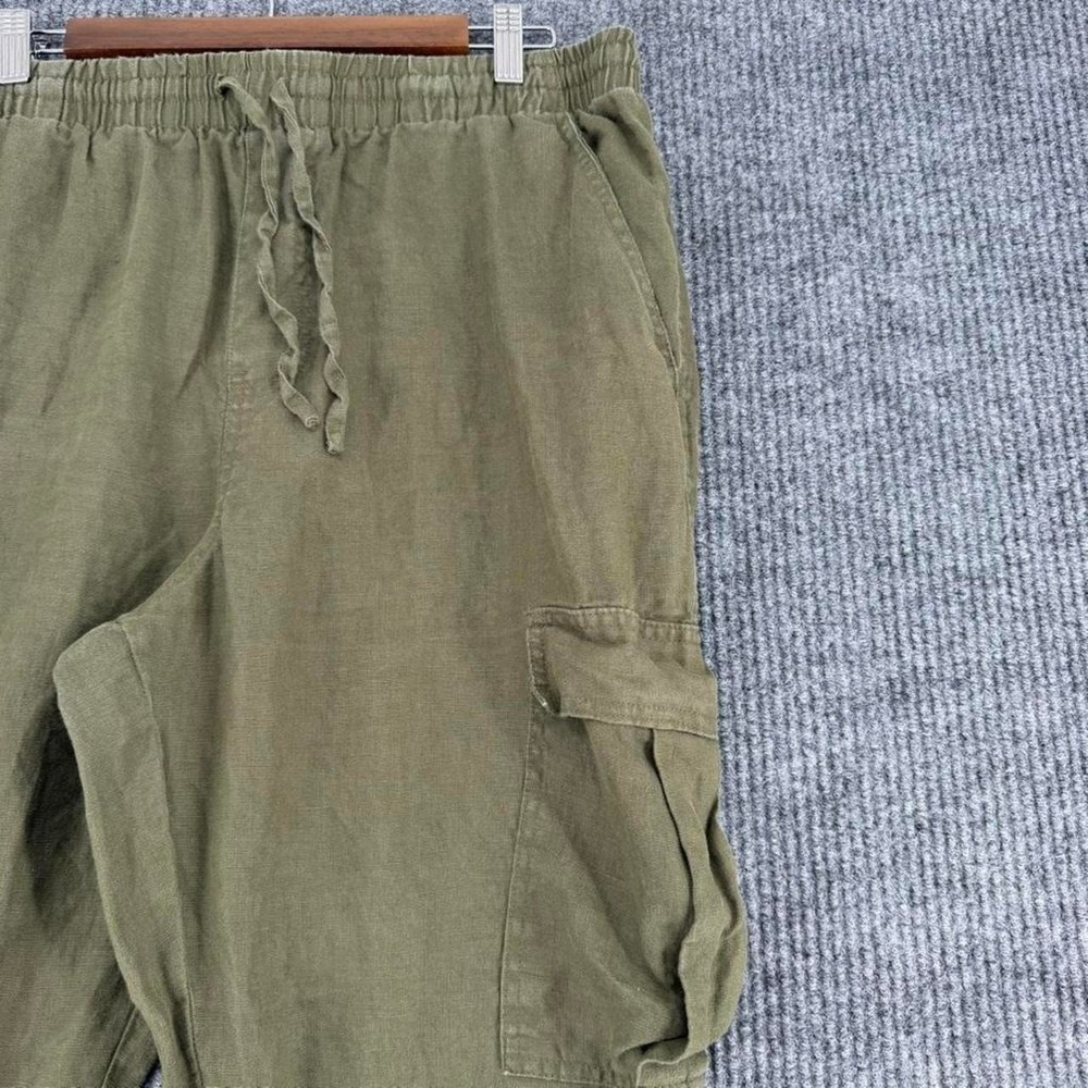 Cotton On linen cargo pants women's XL olive green utility wide leg - Picture 5 of 9